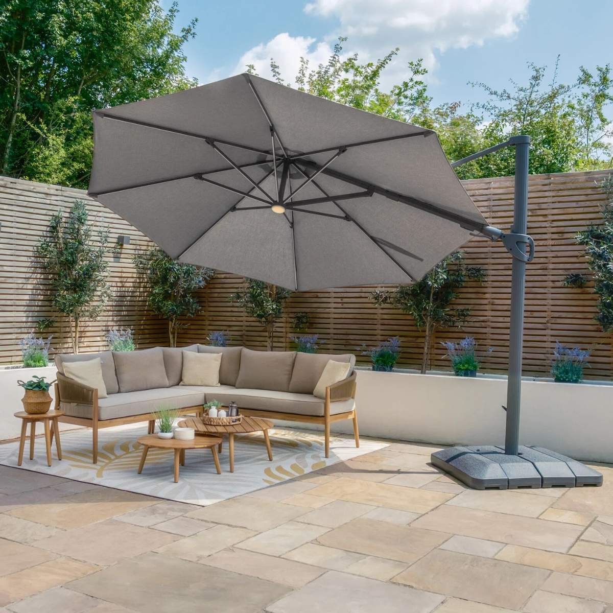 Maze - Aramis Solar LED 3.5m Round Rotating Cantilever Parasol - Image 5