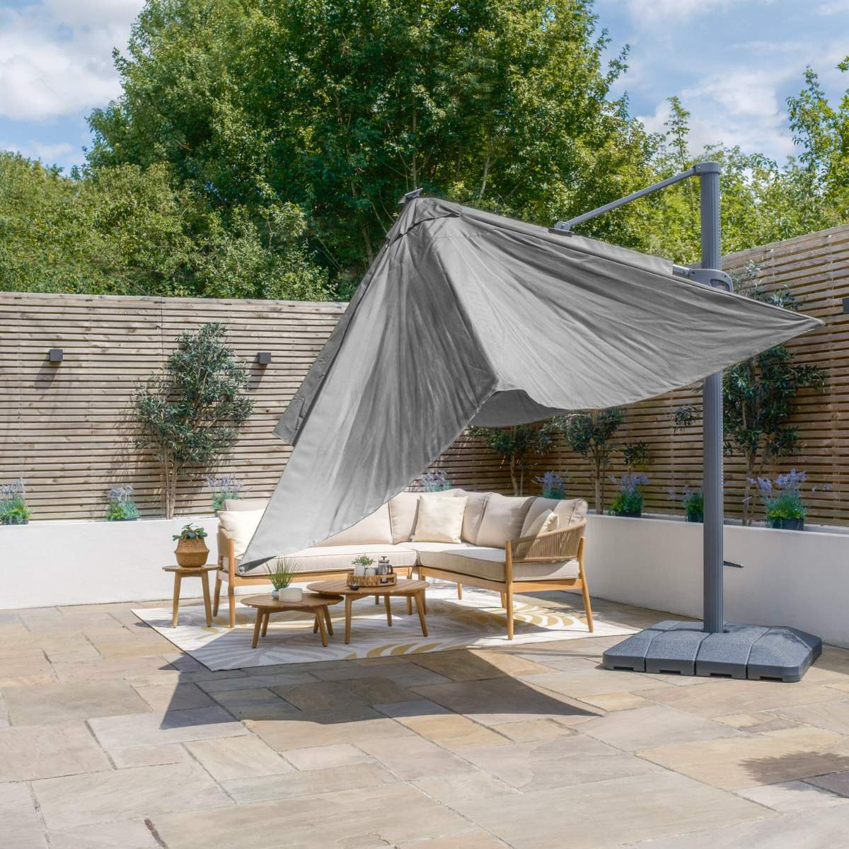 Maze - Aramis Solar LED 3m x 4m Rectangular Rotating Cantilever Parasol - Image 16