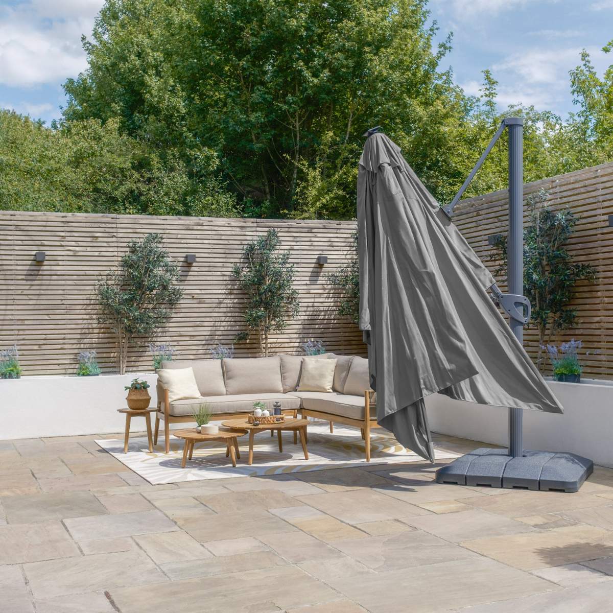 Maze - Aramis Solar LED 3m x 4m Rectangular Rotating Cantilever Parasol - Image 17
