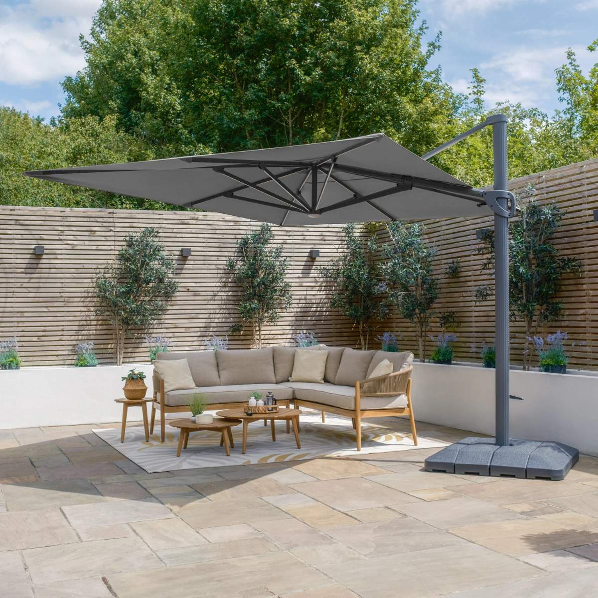 Maze - Aramis Solar LED 3m x 4m Rectangular Rotating Cantilever Parasol - Image 8