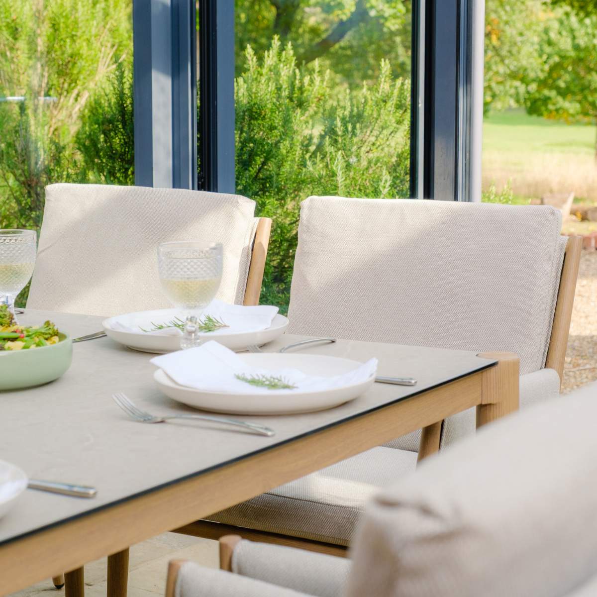 Maze Burford 8 Seat Aluminium Square Dining Set - Almond - Image 6