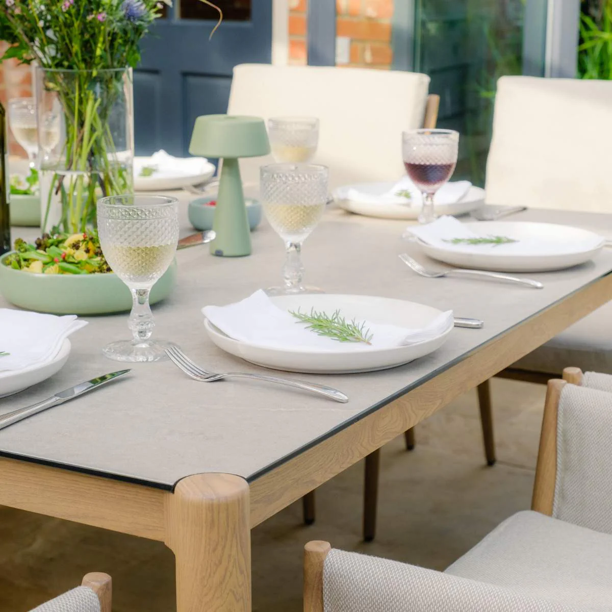 Maze Burford 8 Seat Aluminium Square Dining Set - Almond - Image 8