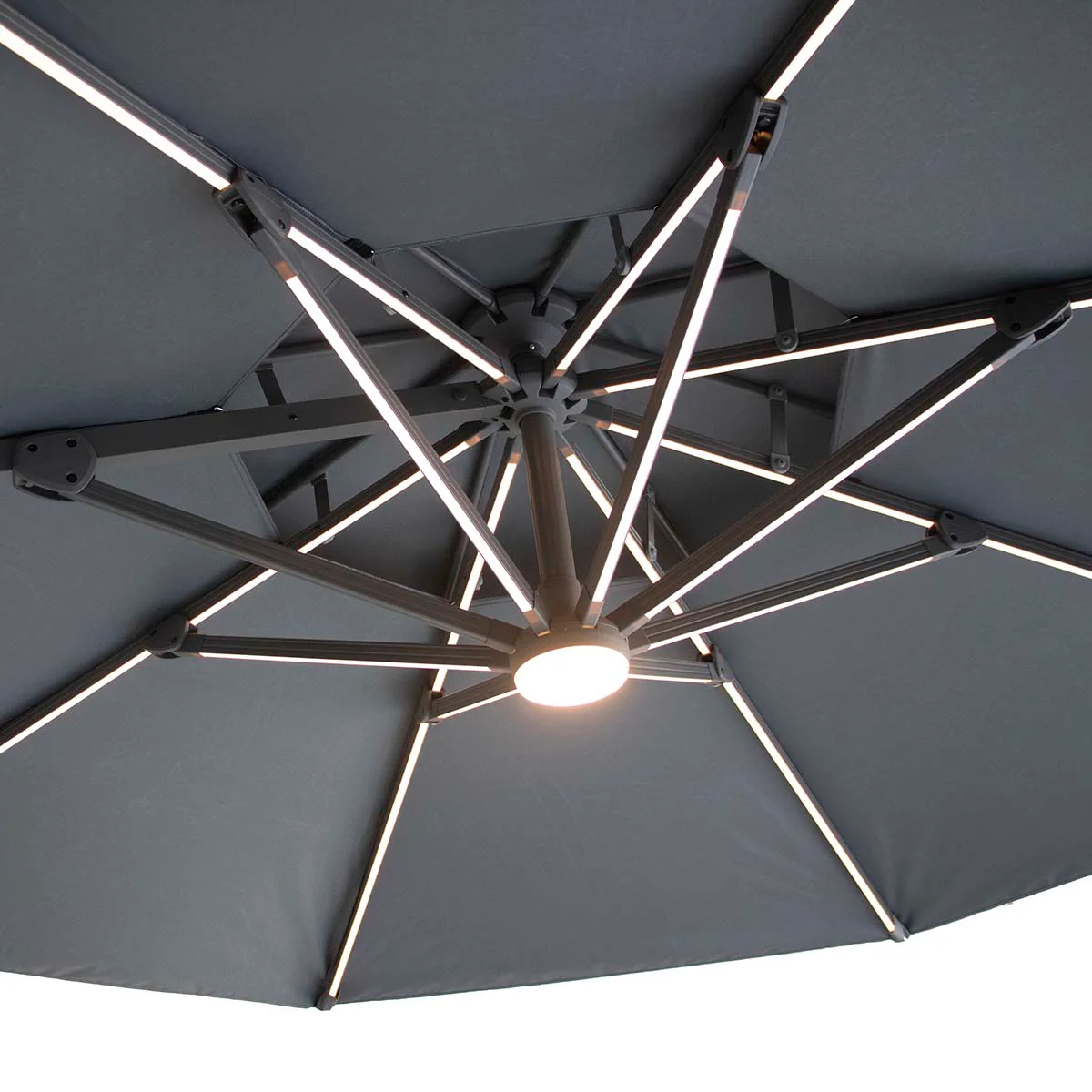 Maze Charcoal Grey Apollo LED 3m Round Rotating Cantilever Parasol - Image 6