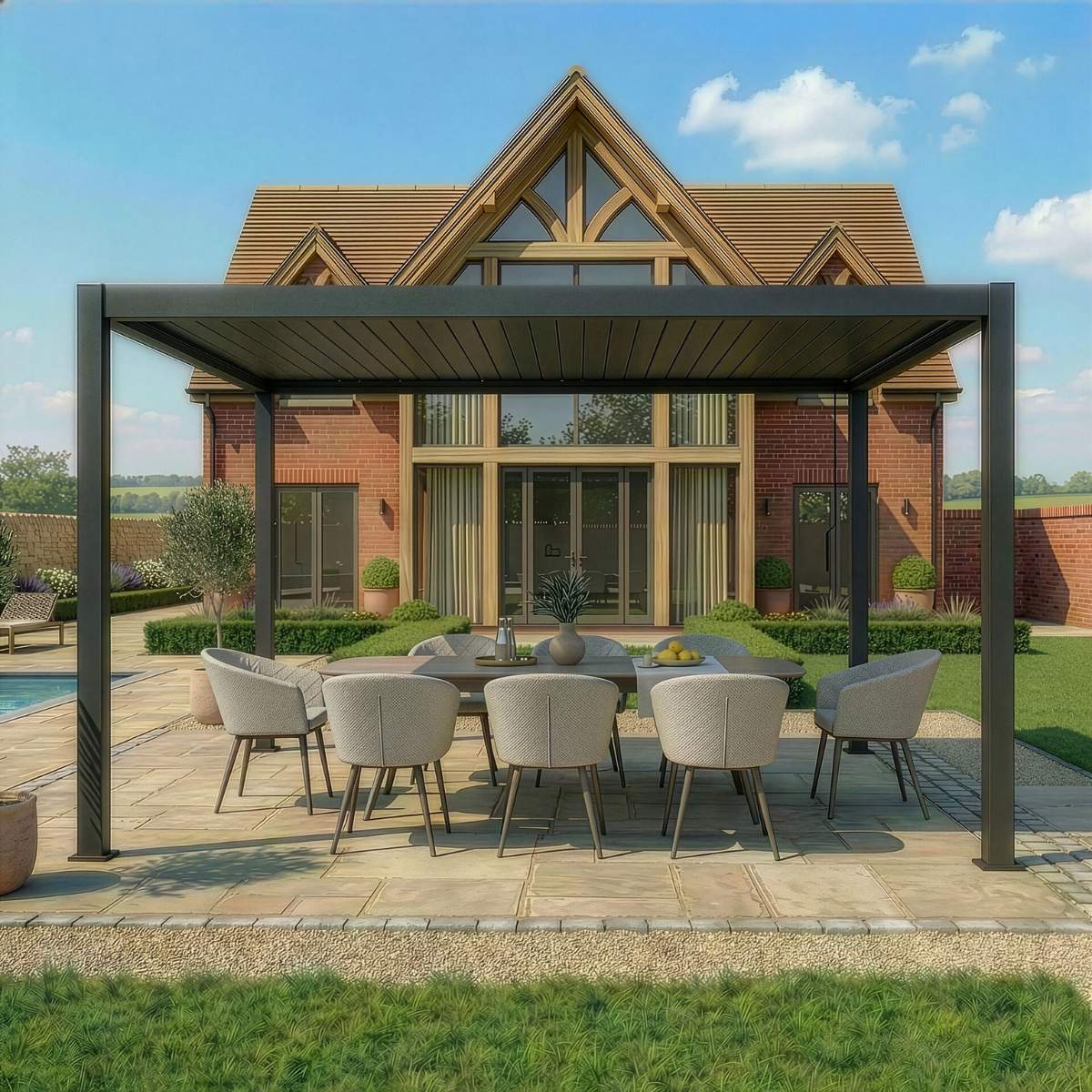 Maze - Como 3m x 4m Aluminium Garden Pergola With LED Lights - Image 11