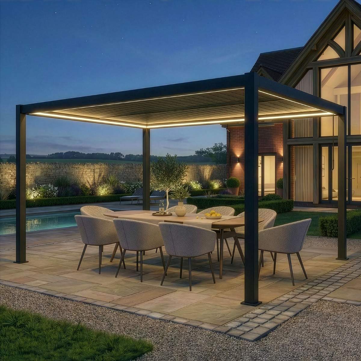 Maze - Como 3m x 4m Aluminium Garden Pergola With LED Lights - Image 12