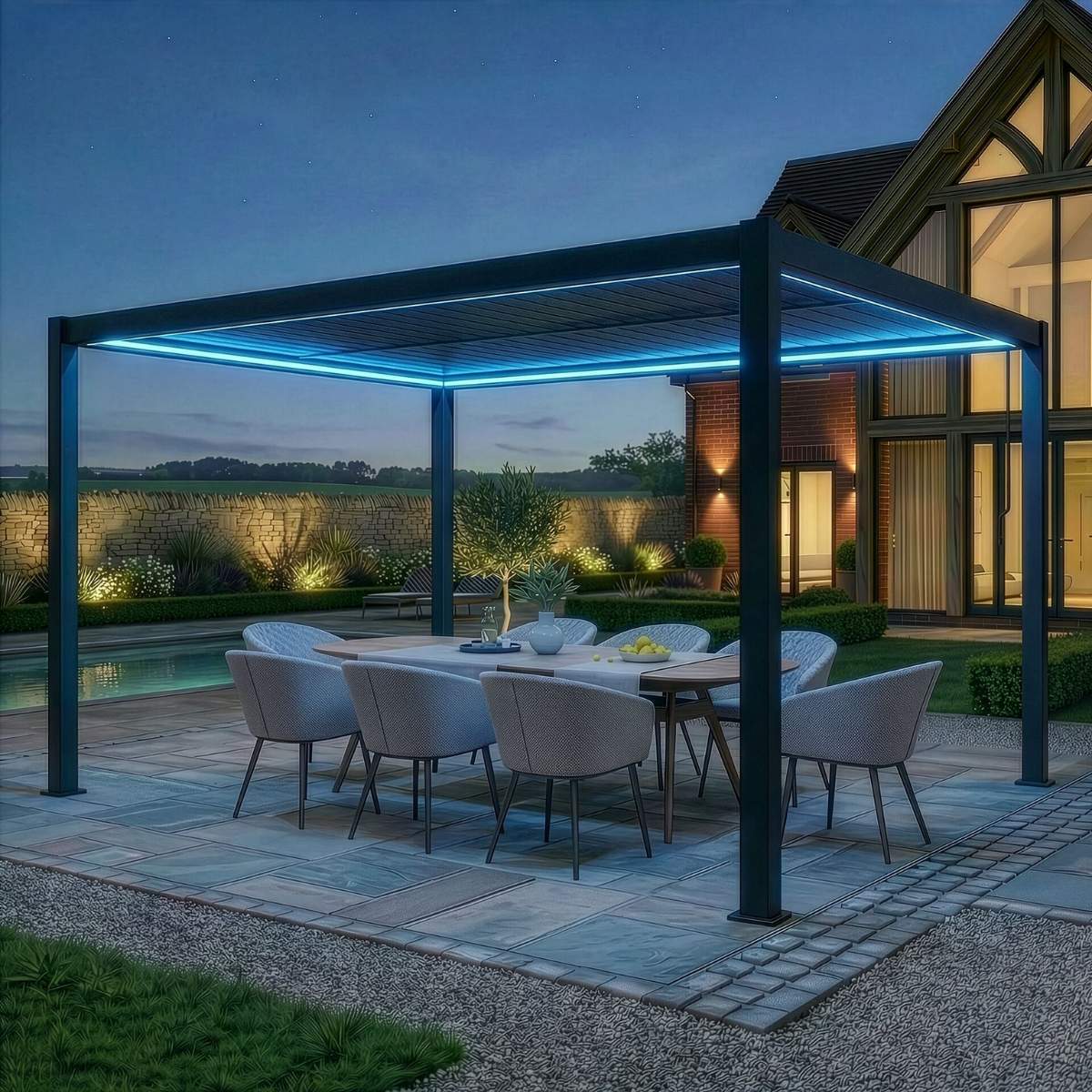Maze - Como 3m x 4m Aluminium Garden Pergola With LED Lights - Image 13
