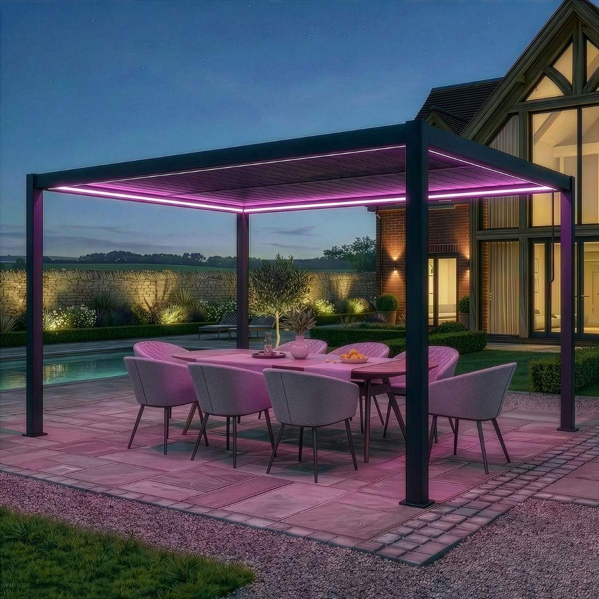 Maze - Como 3m x 4m Aluminium Garden Pergola With LED Lights - Image 14