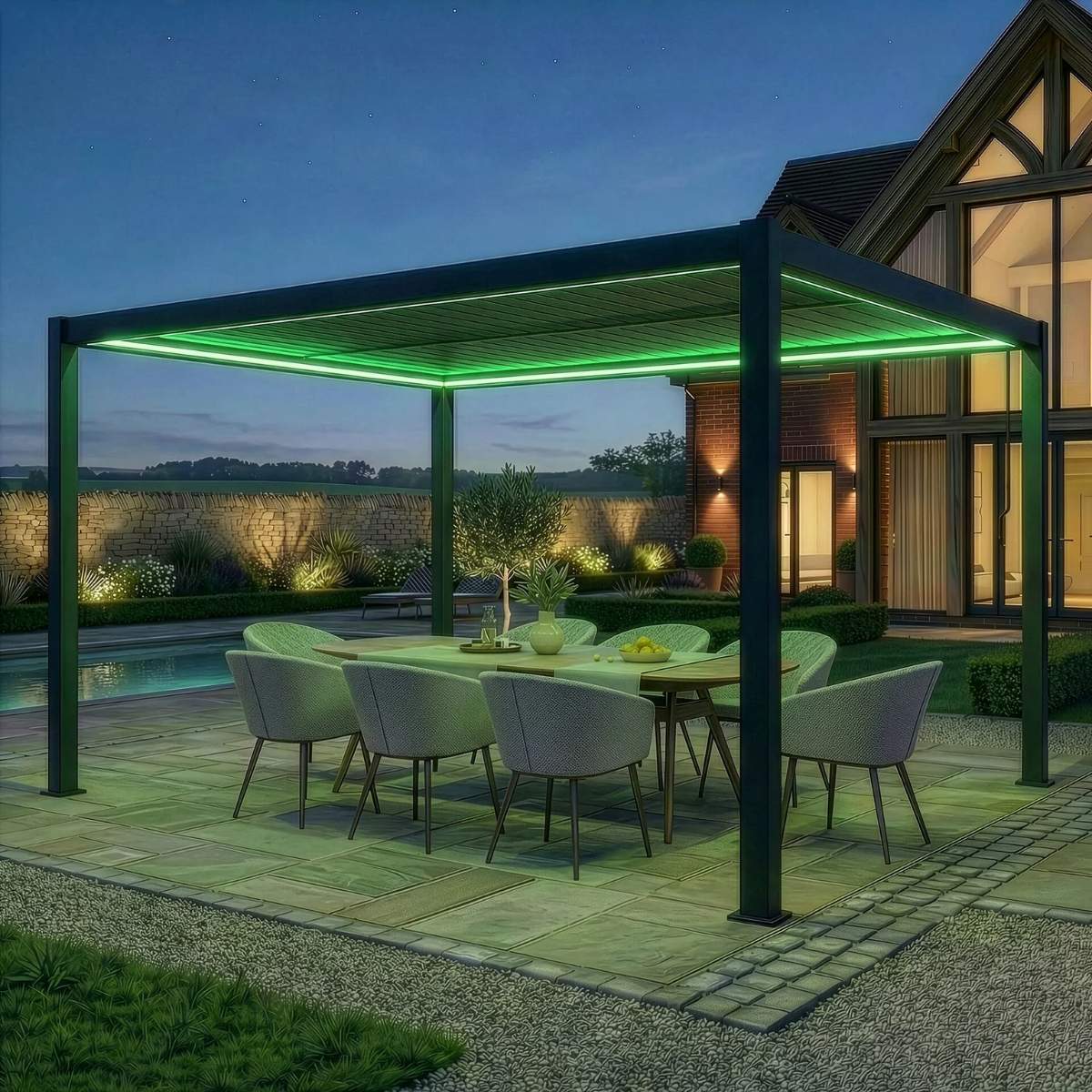 Maze - Como 3m x 4m Aluminium Garden Pergola With LED Lights - Image 15