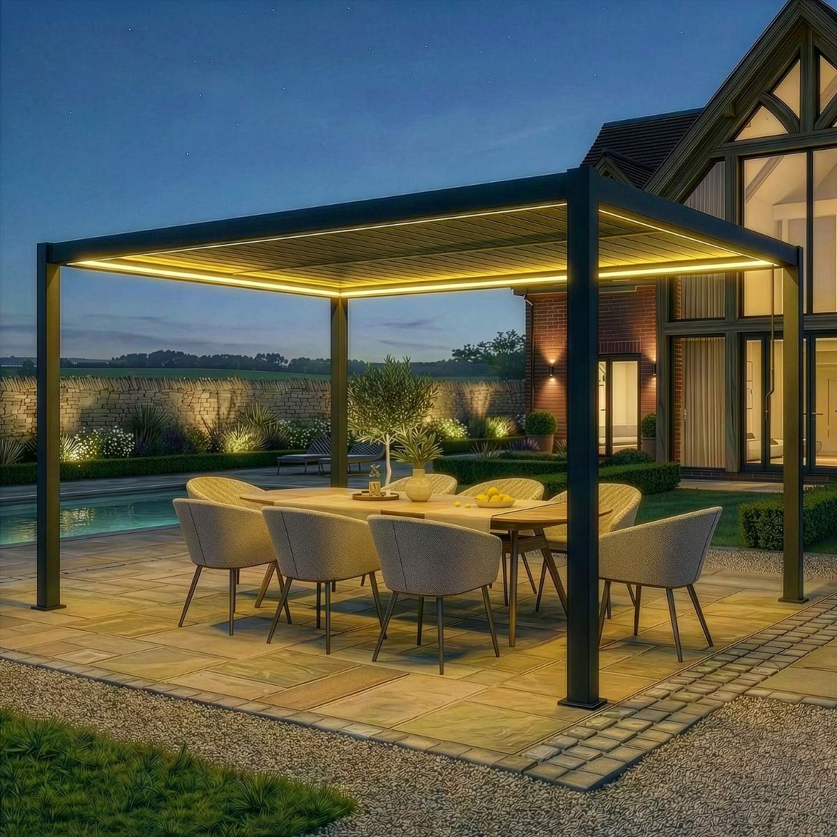 Maze - Como 3m x 4m Aluminium Garden Pergola With LED Lights - Image 16