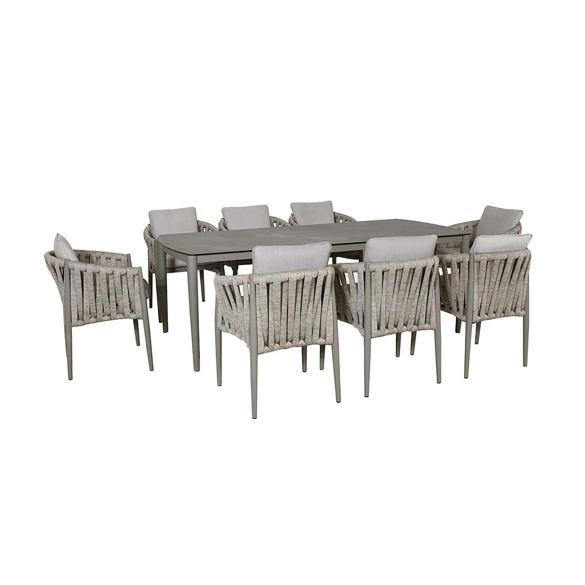 Maze Milan Rope Weave 8 Seat Rectangular Dining Set