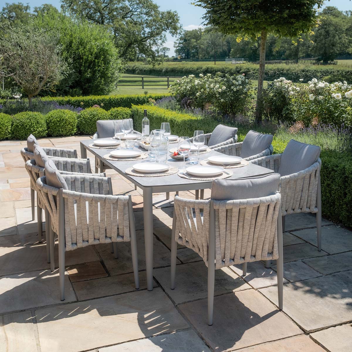 Maze Milan Rope Weave 8 Seat Rectangular Dining Set - Image 6