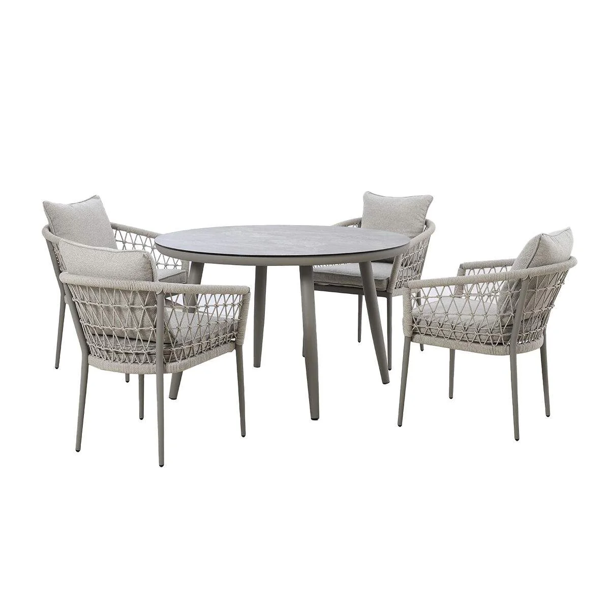Maze Monaco Rope Weave 4 Seat Round Dining Set
