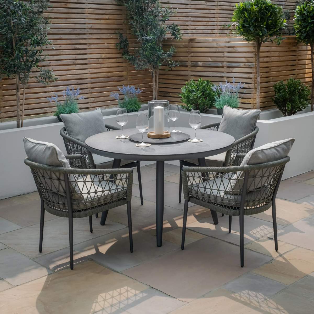 Maze Monaco Rope Weave 4 Seat Round Dining Set - Image 14