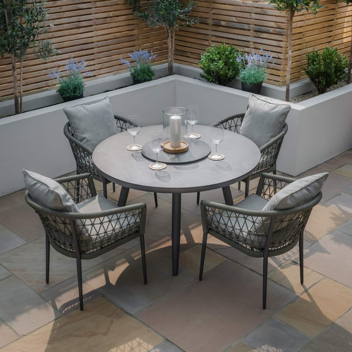 Maze Monaco Rope Weave 4 Seat Round Dining Set - Image 15