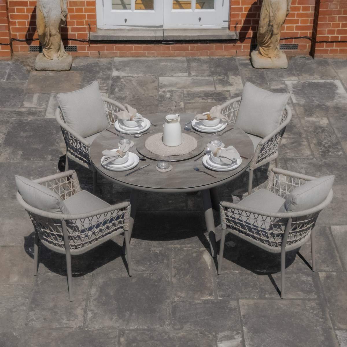 Maze Monaco Rope Weave 4 Seat Round Dining Set - Image 6