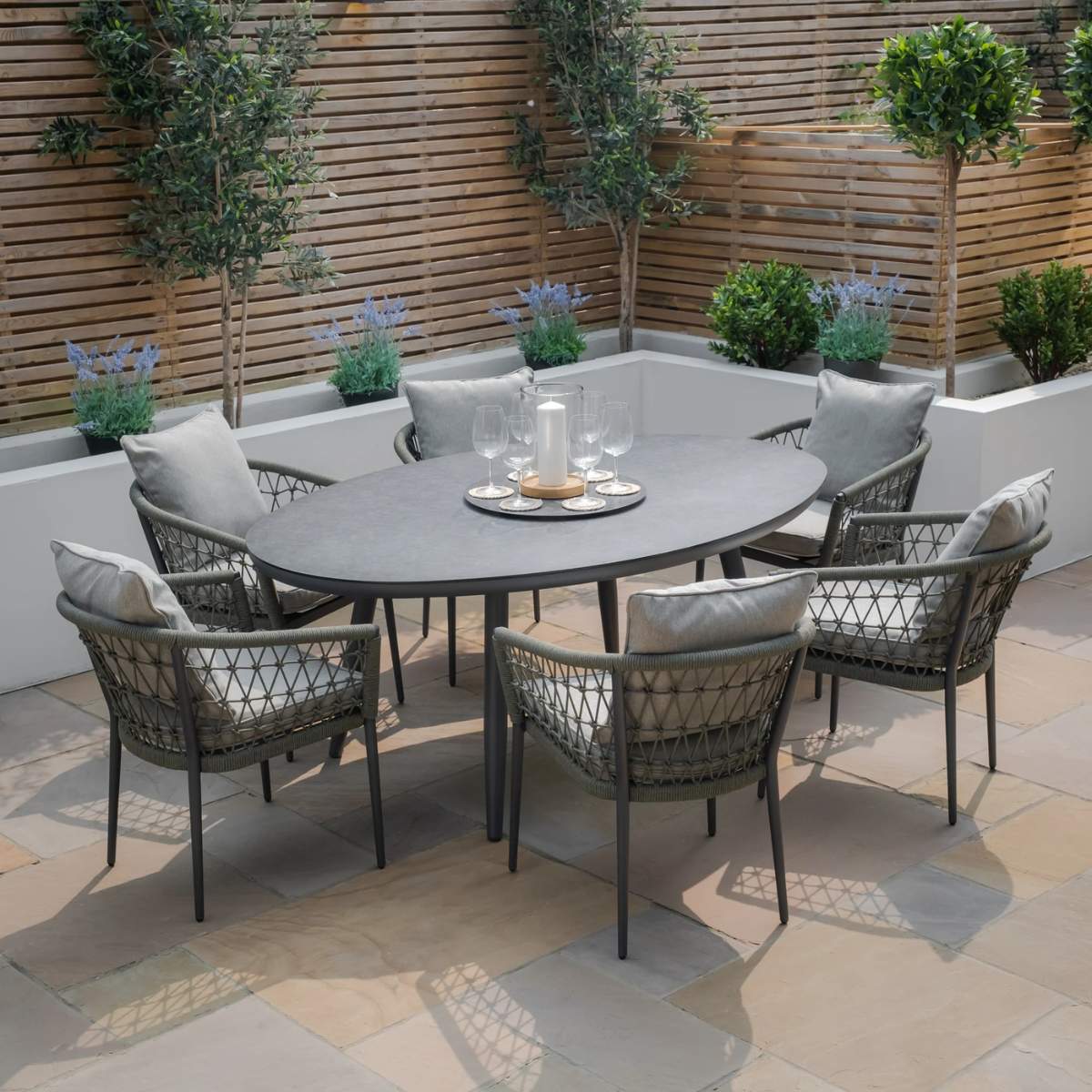 Maze Monaco Rope Weave 6 Seat Oval Dining Set - Image 12