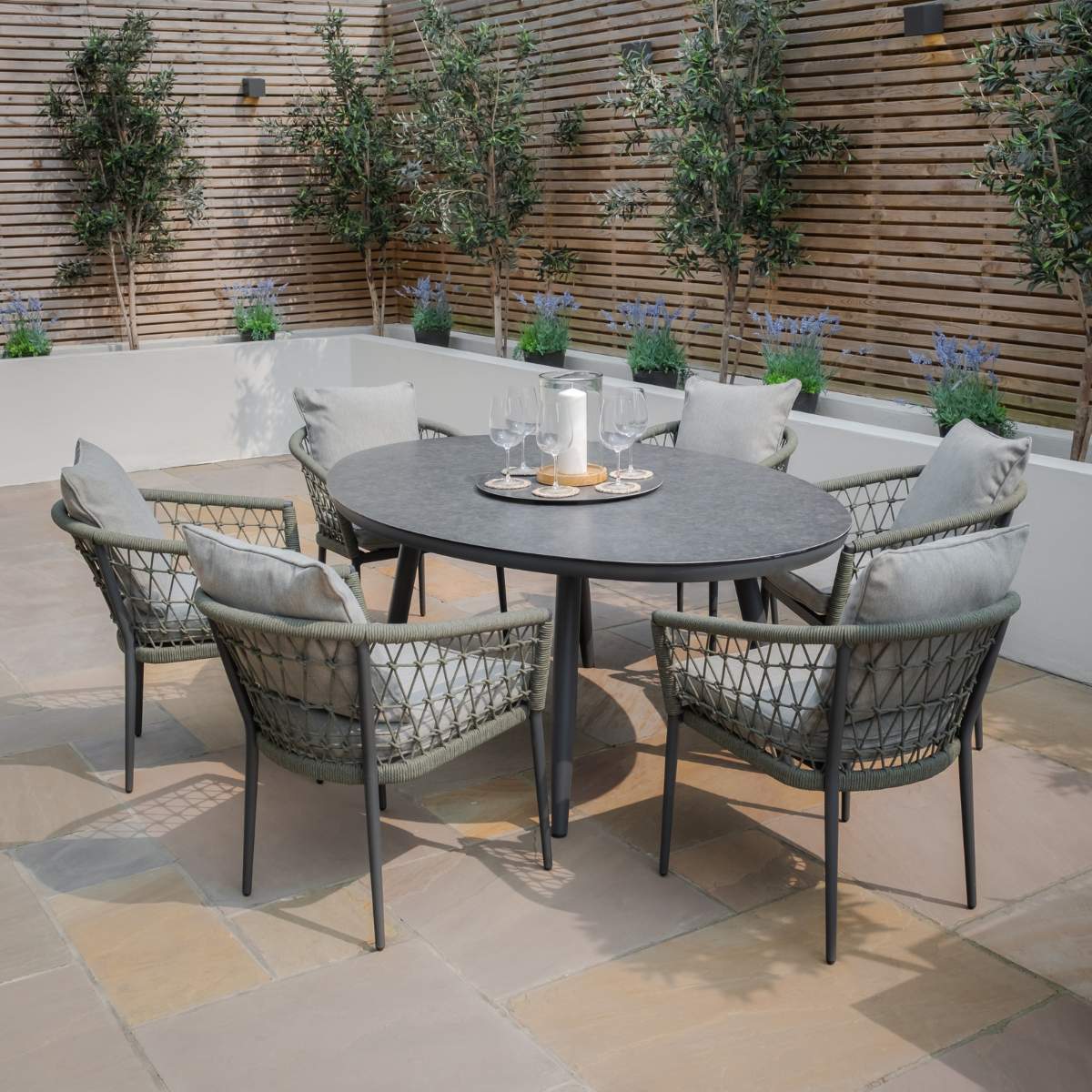 Maze Monaco Rope Weave 6 Seat Oval Dining Set - Image 13