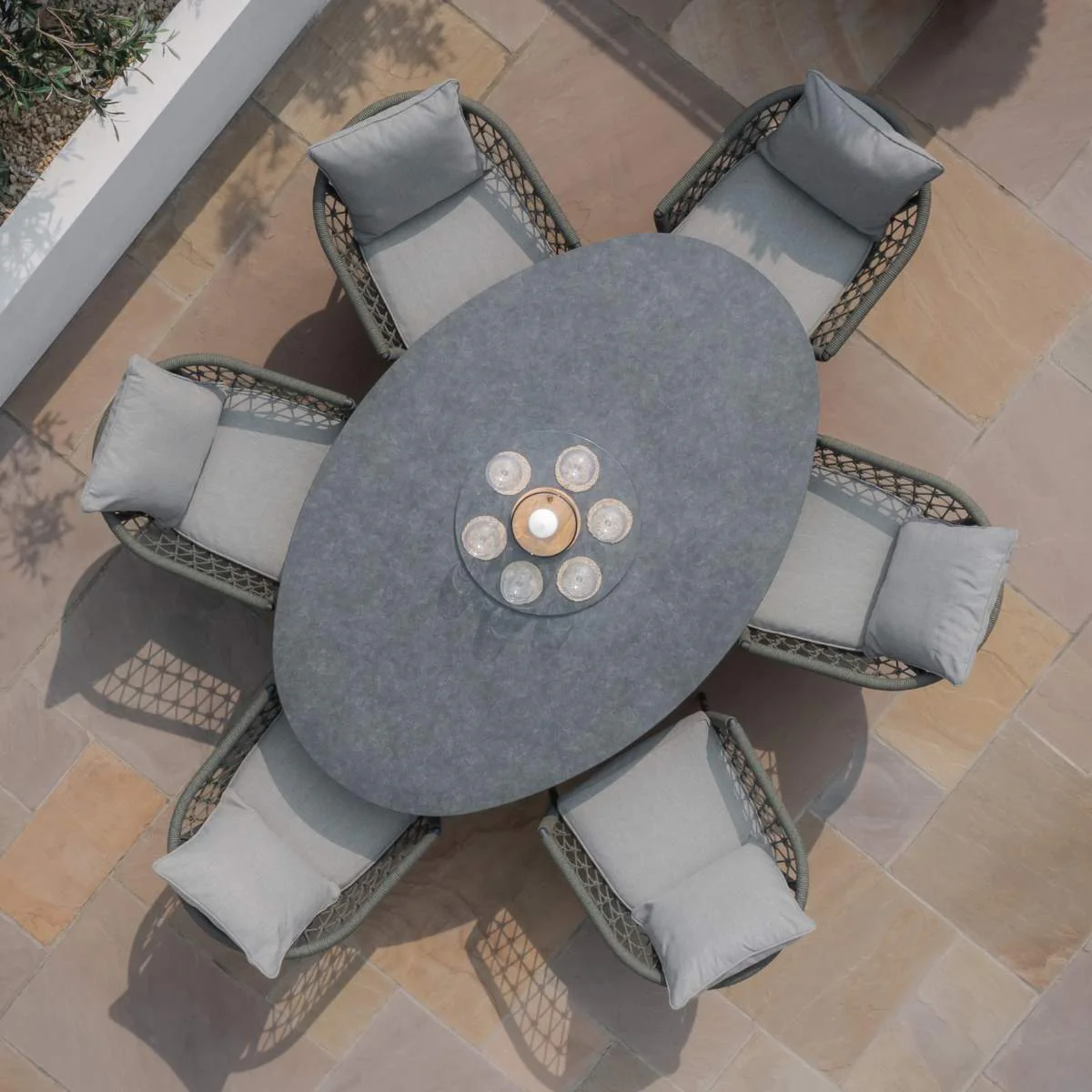 Maze Monaco Rope Weave 6 Seat Oval Dining Set - Image 14