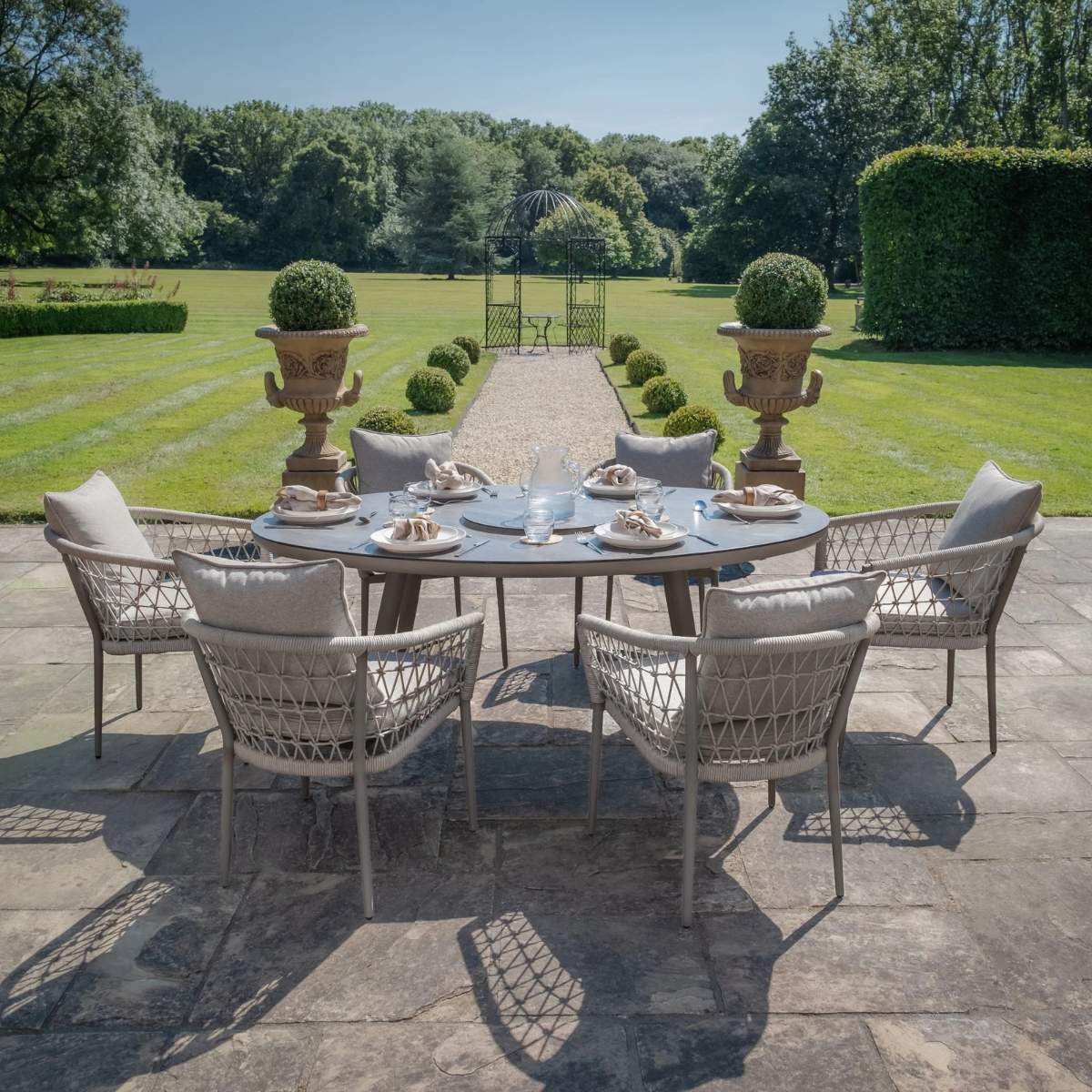 Maze Monaco Rope Weave 6 Seat Oval Dining Set - Image 3