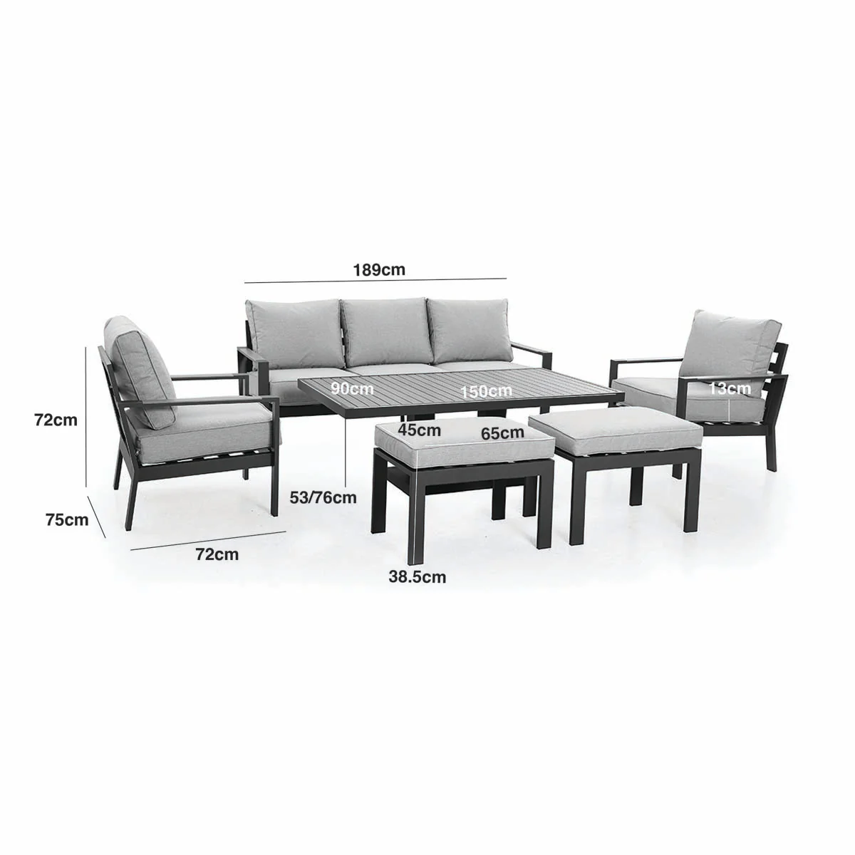 Maze Dove Grey Vancouver 3 Seat Sofa Set With Rising Table - Image 3