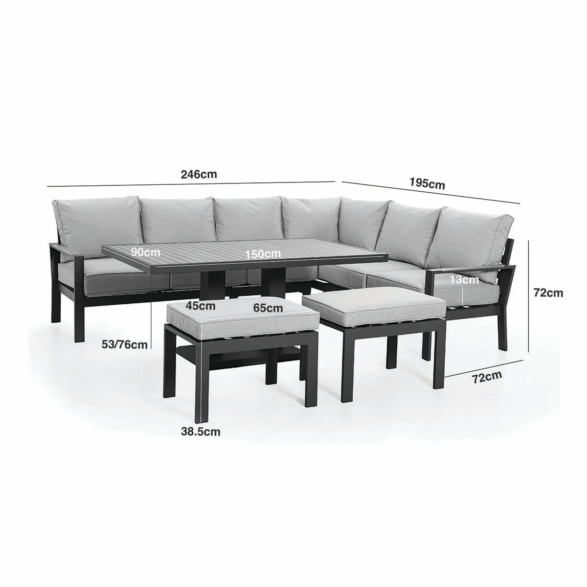 Maze Dove Grey Vancouver Large Corner Dining Set With Rectangular Rising Table - Image 3