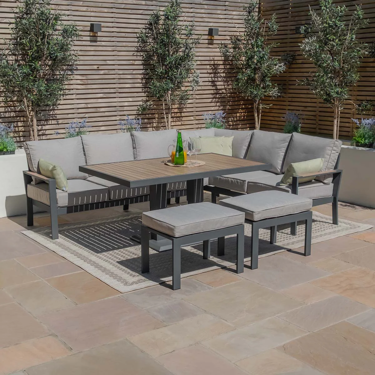 Maze Dove Grey Vancouver Large Corner Dining Set With Rectangular Rising Table - Image 4