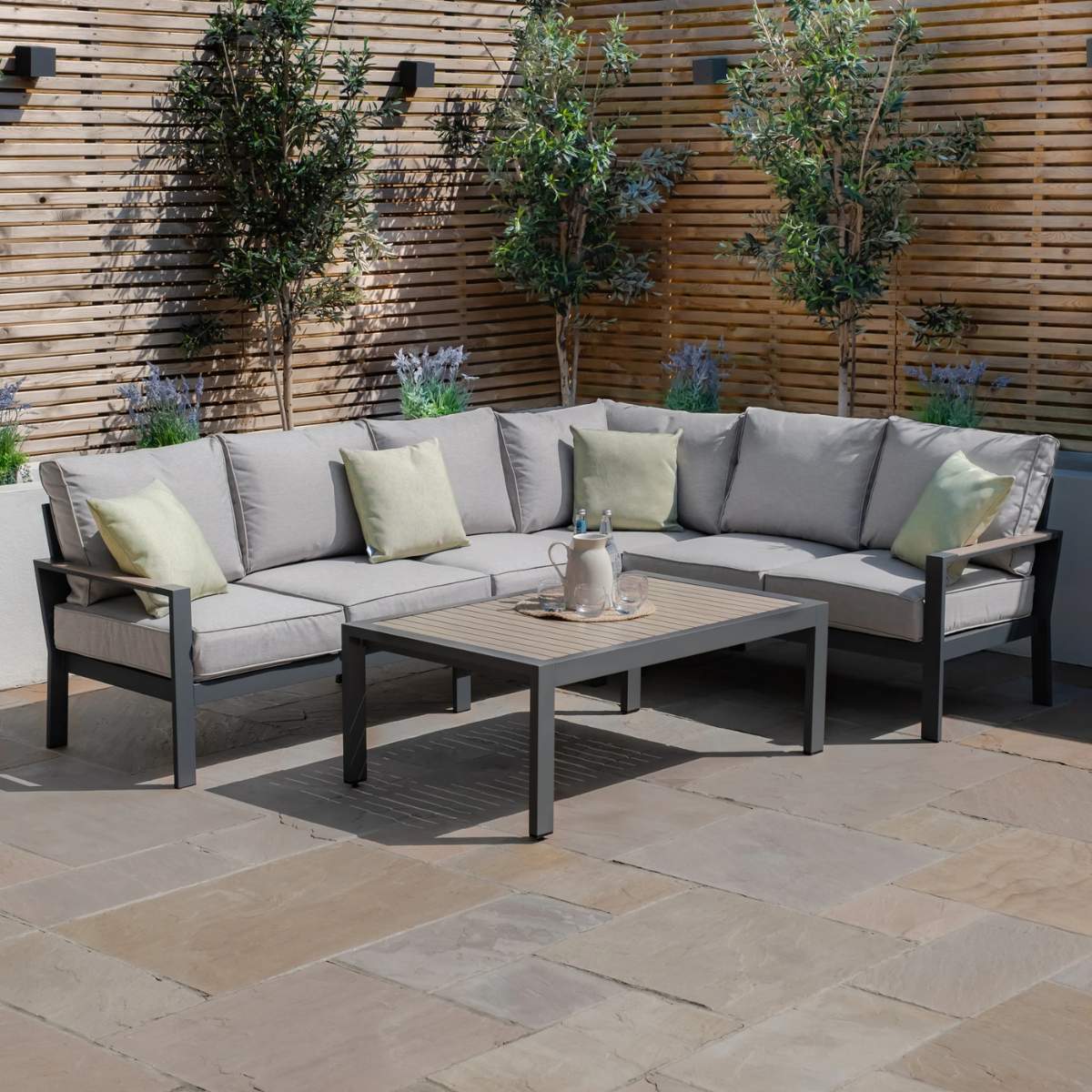 Maze Dove Grey Vancouver Large Corner Sofa Set With Rectangular Table - Image 3
