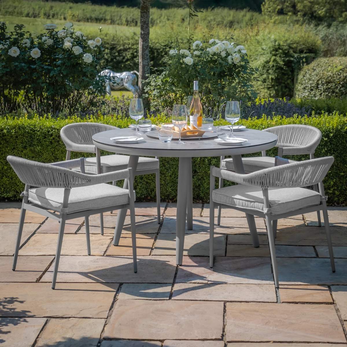 Maze Florence Rope Weave 4 Seat Round Dining Set - Image 2