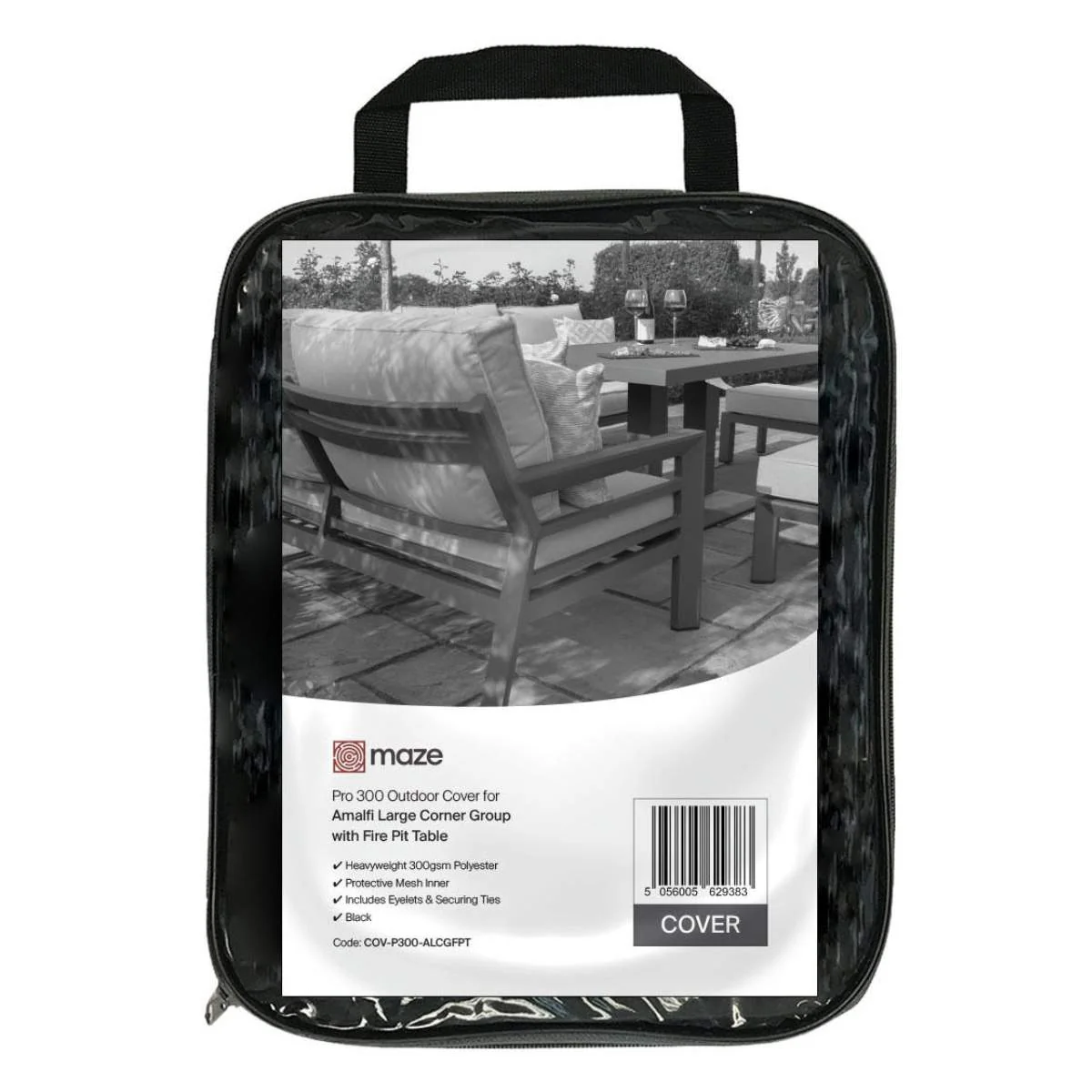 Maze - Pro 300 Outdoor Cover for Amalfi Large Corner Group with Fire Pit Table