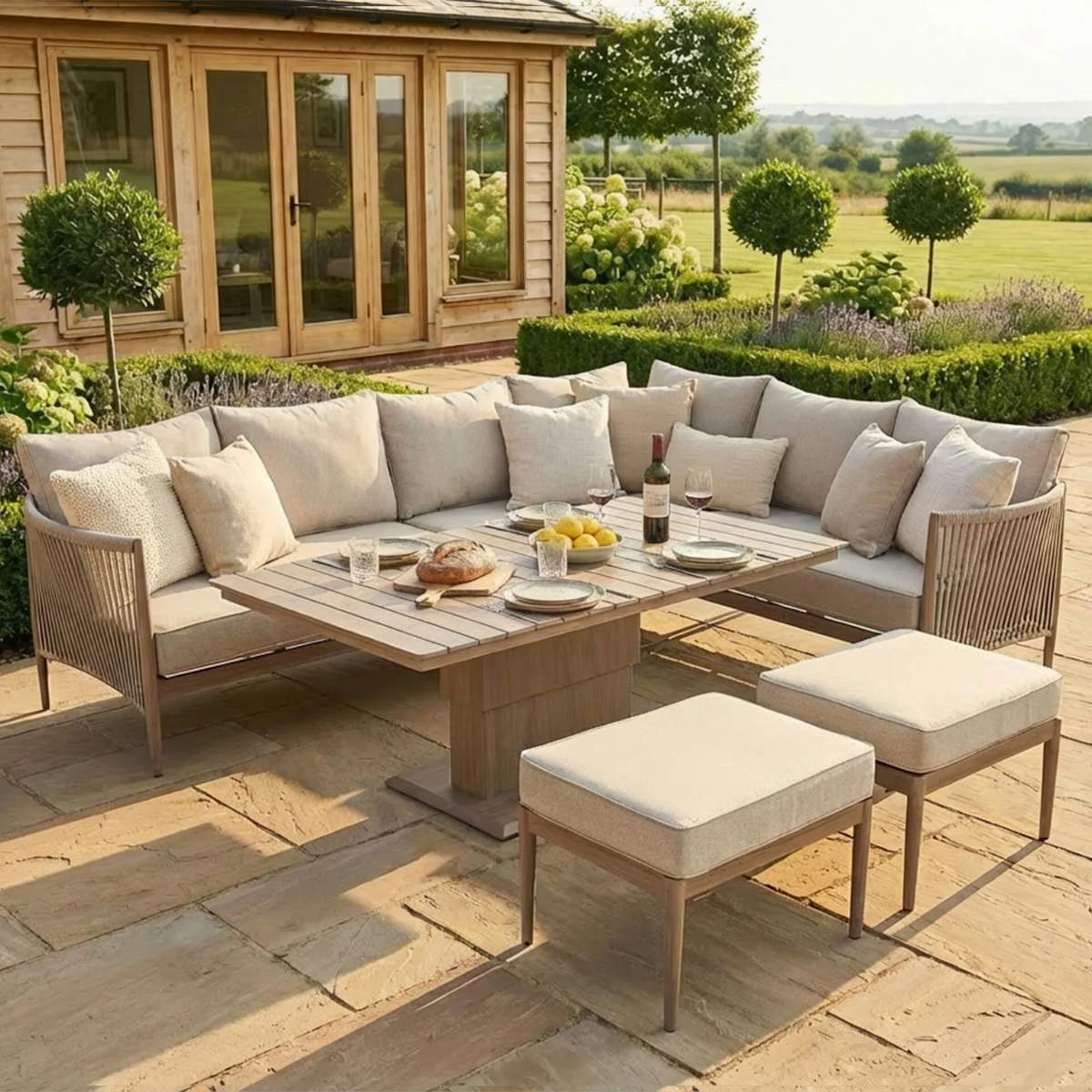 Maze Havana Rope Weave Large Corner Dining Set - Image 6