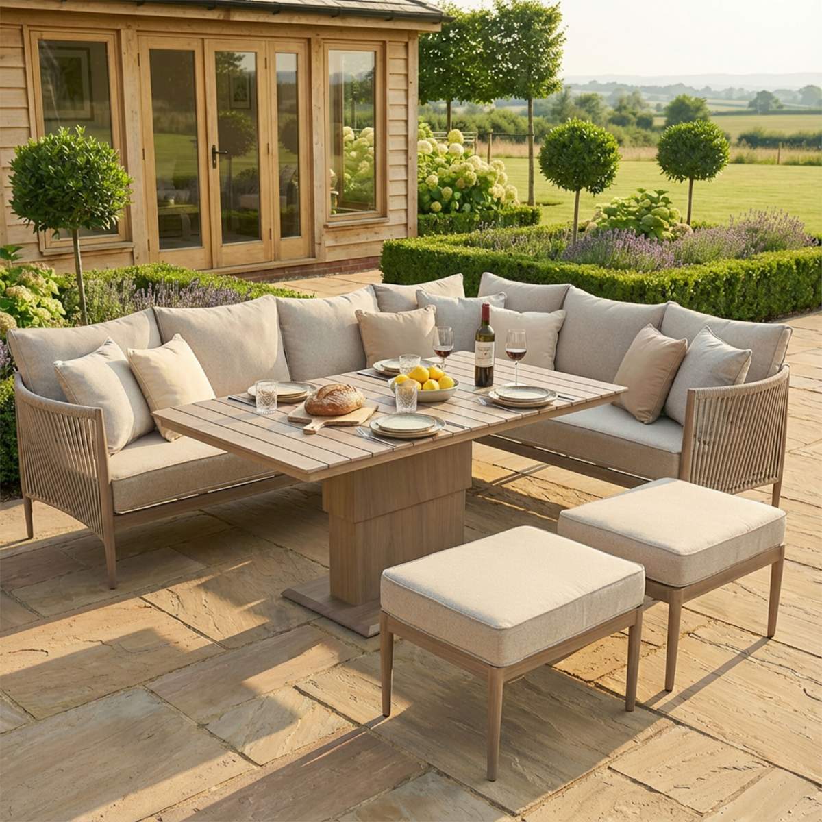 Maze Havana Rope Weave Large Corner Dining Set - Image 7