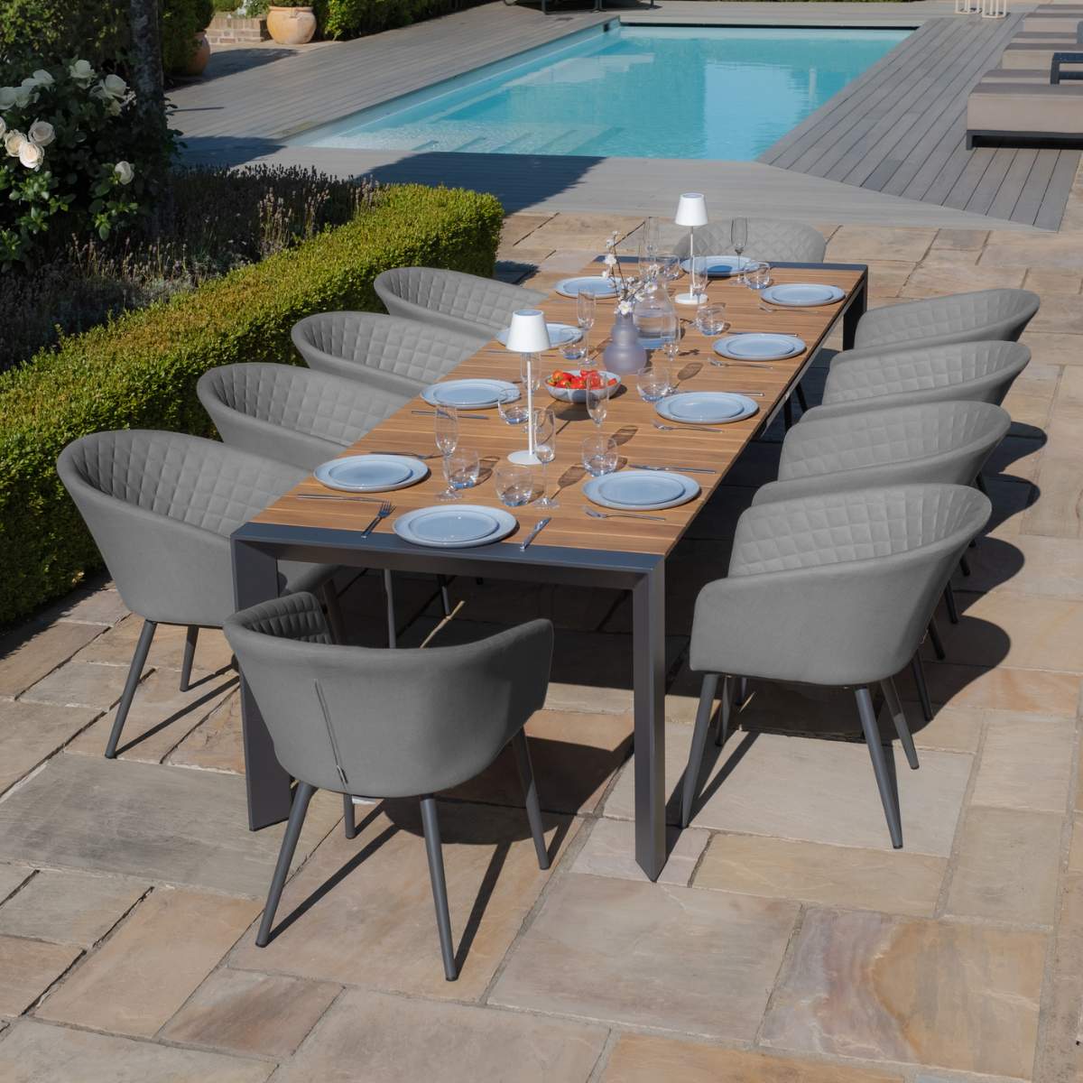 Maze - Jakarta 6 - 10 Seat Rectangular Extending Teak Dining Table - Image 9