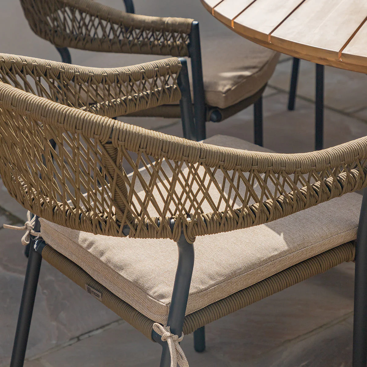 Maze - Bali Rope Weave 6 Seat Round Fixed Dining Set Sandstone - Image 3