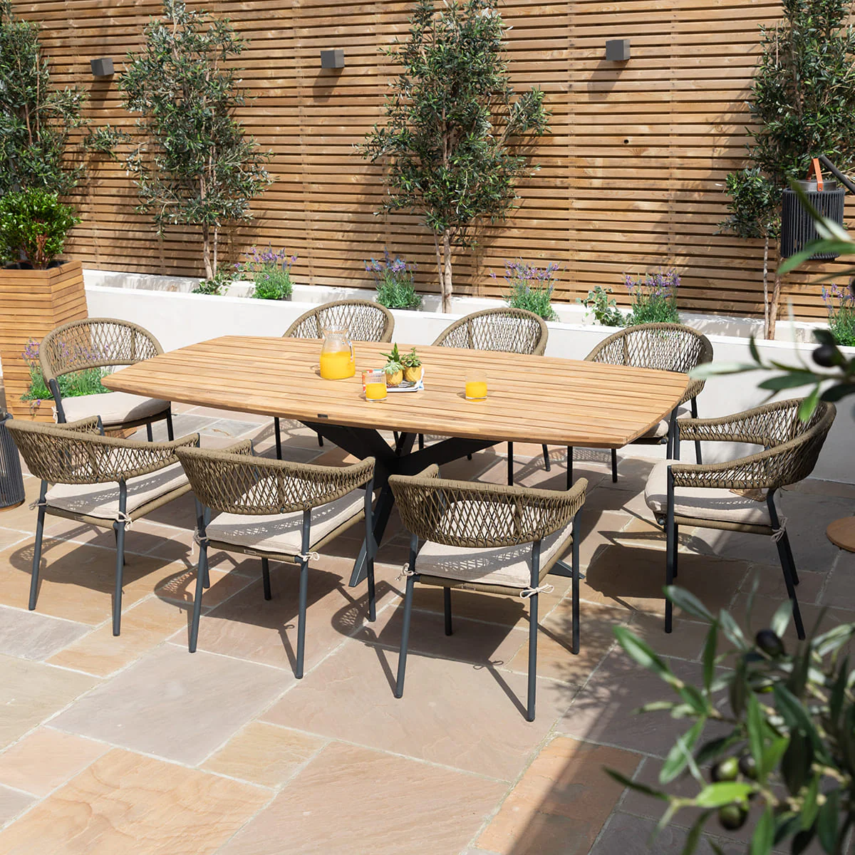Maze - Bali Rope Weave 8 Seat Oval Fixed Dining Set Sandstone - Image 3