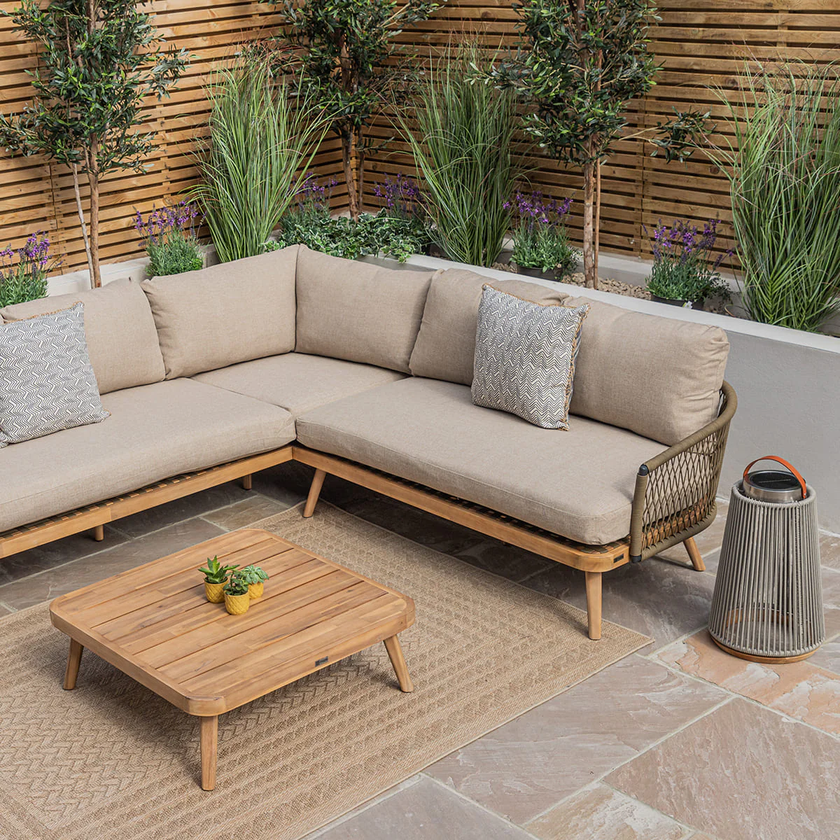 Maze - Bali Rope Weave Corner Sofa Set Sandstone - Image 6