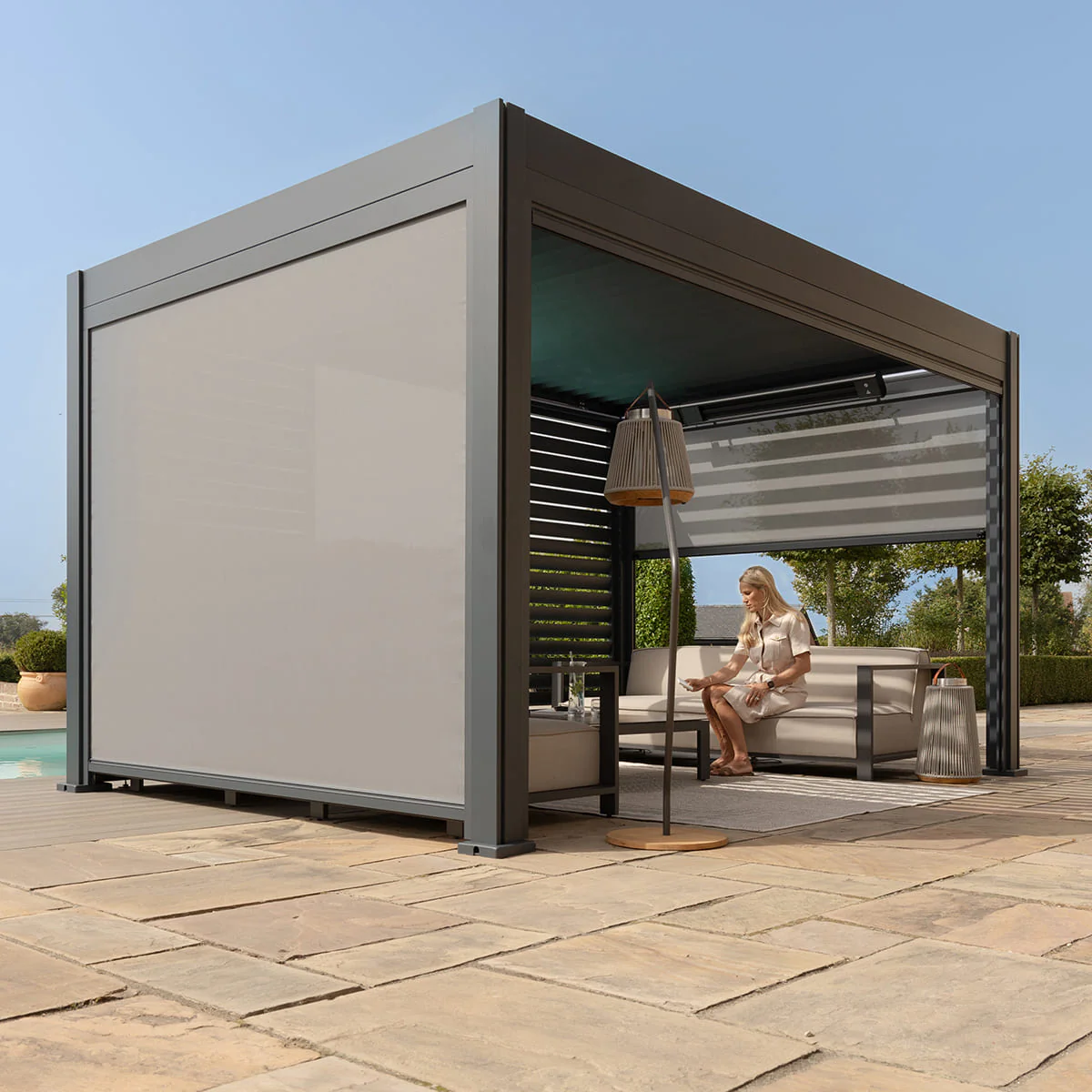 Maze Eden Pergola Aluminium Square 40x40 Grey - Frame Only - Image 8