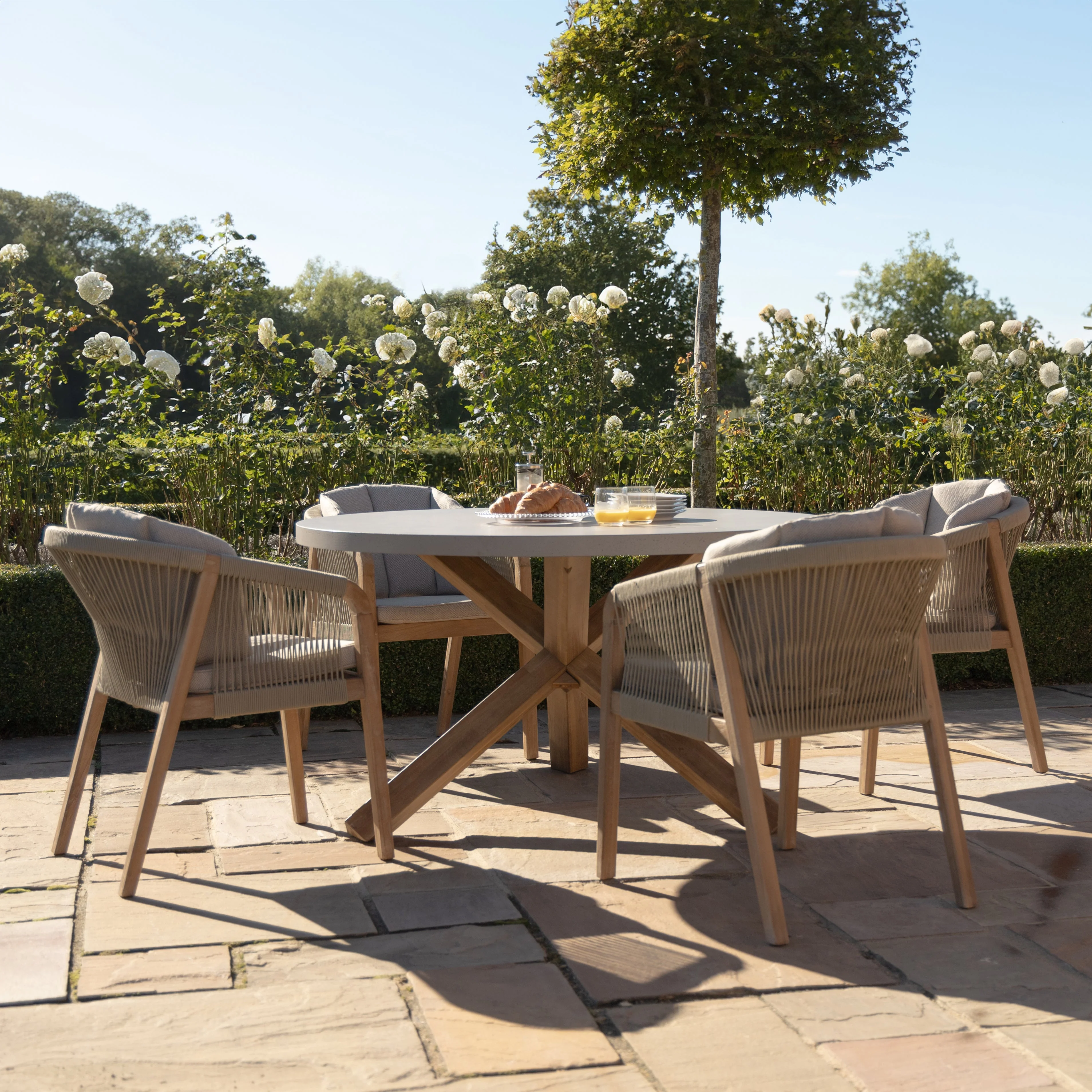 Maze - Martinique 4 Seat Round Dining Set - Light Brown - Image 12
