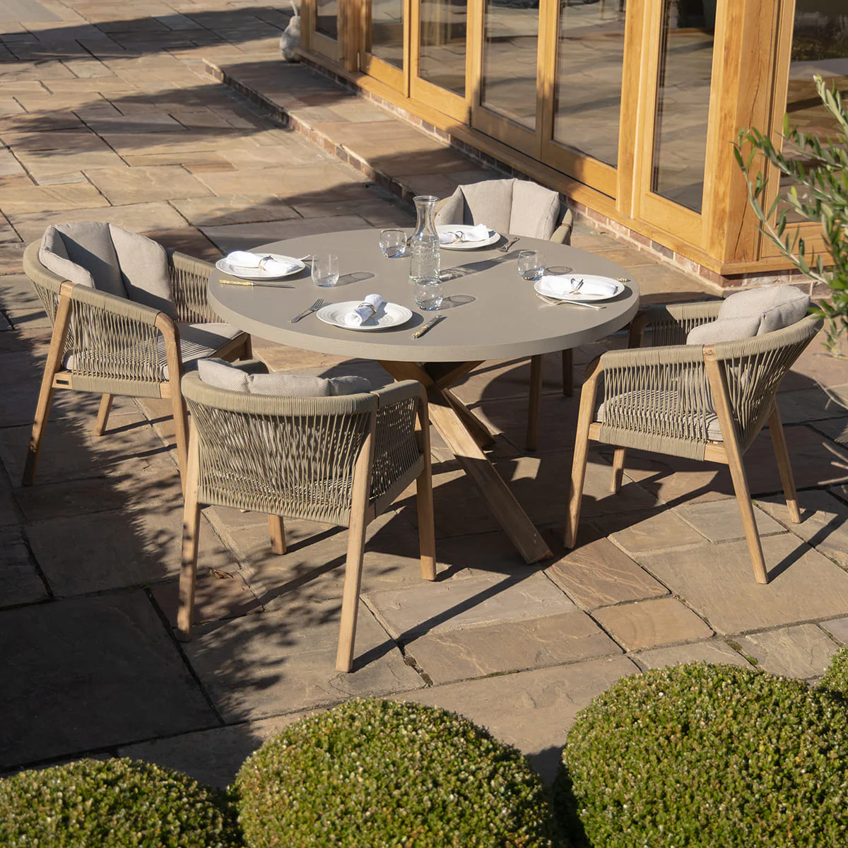 Maze - Martinique 4 Seat Round Dining Set - Light Brown - Image 13