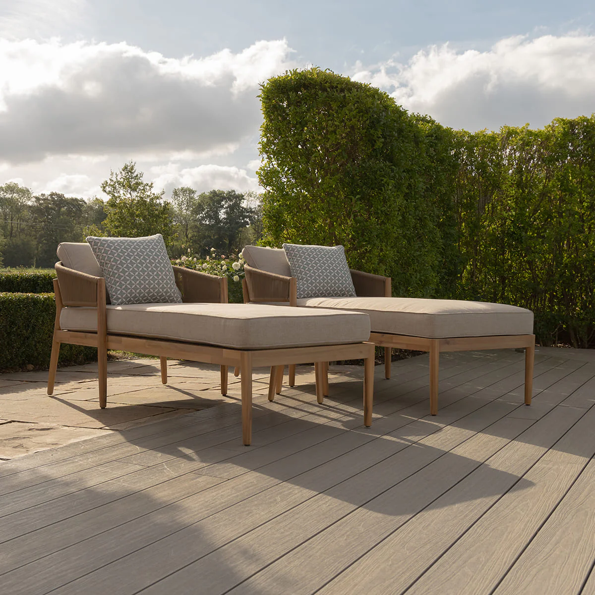 Maze - Porto Double Sunlounger Set - Sandstone - Image 10