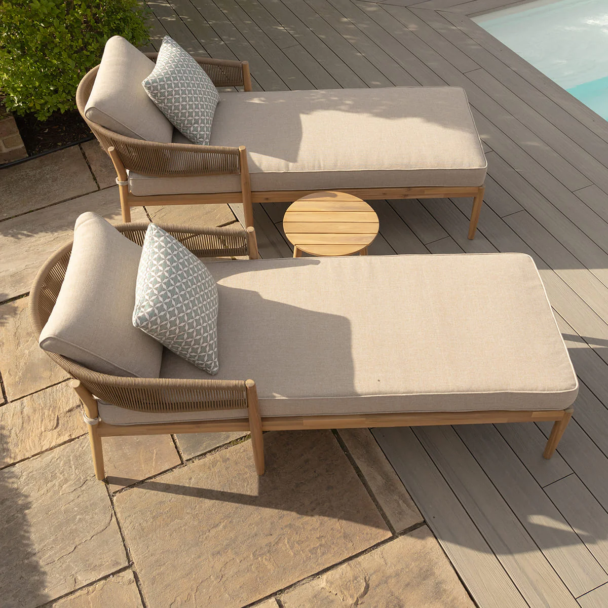 Maze - Porto Double Sunlounger Set - Sandstone - Image 13