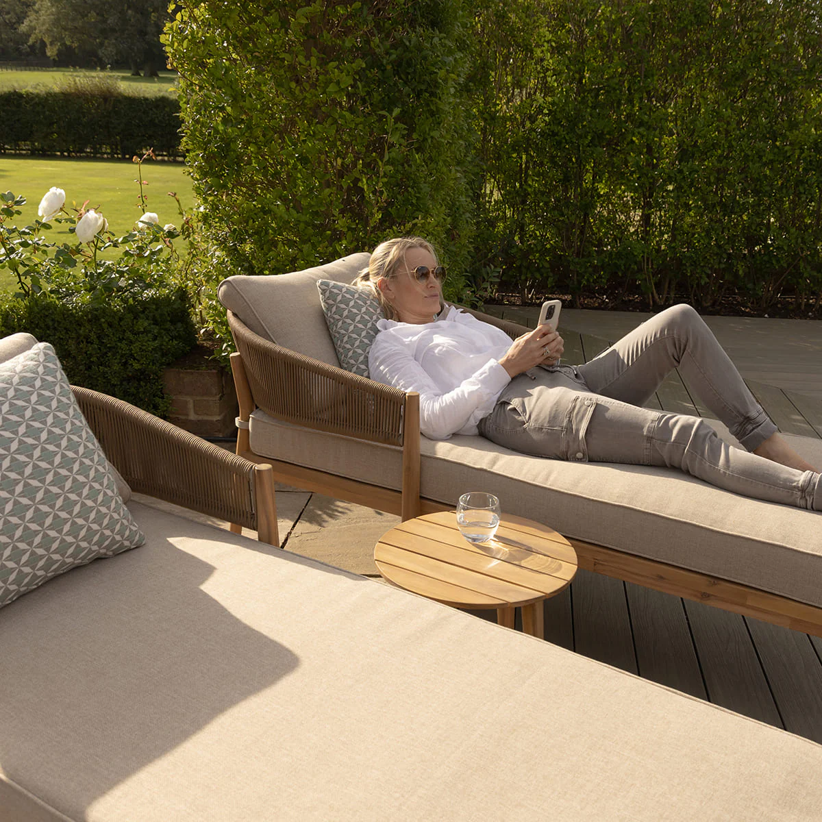 Maze - Porto Double Sunlounger Set - Sandstone - Image 15