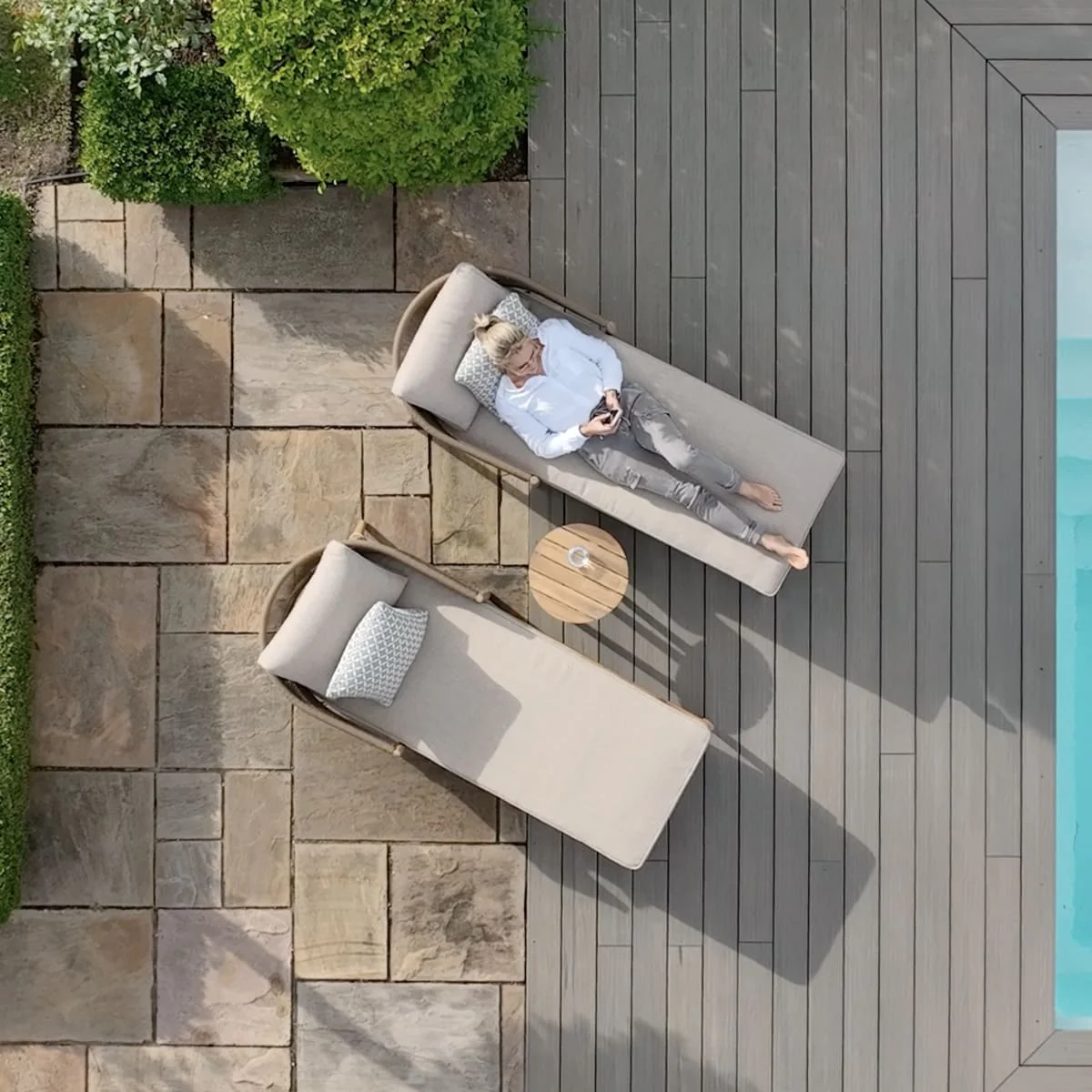 Maze - Porto Double Sunlounger Set - Sandstone - Image 16