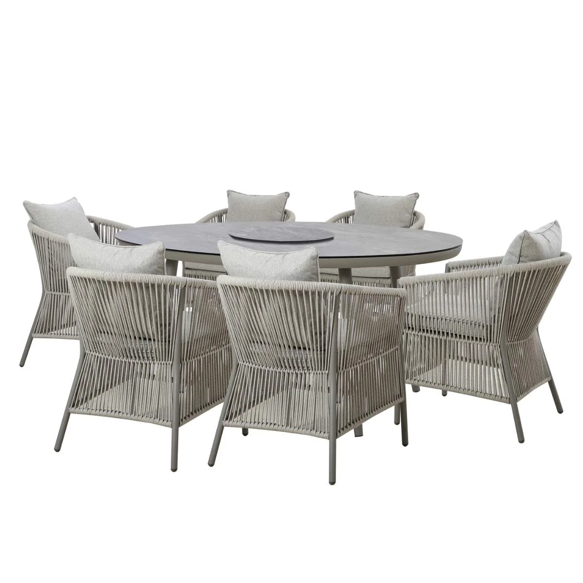 Maze Maldives Rope Weave 6 Seat Oval Dining Set
