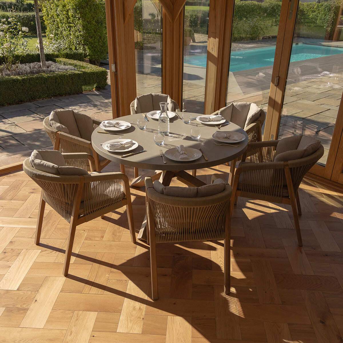 Maze - Martinique Rope Weave 6 Seat Round Dining Set - Image 18