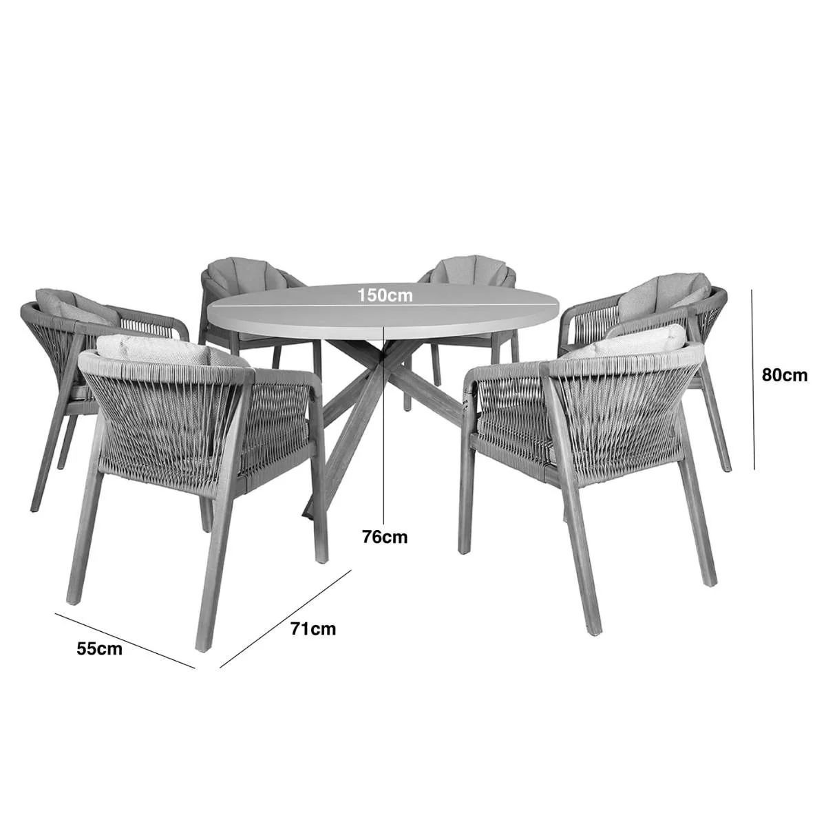 Maze - Martinique Rope Weave 6 Seat Round Dining Set - Image 8