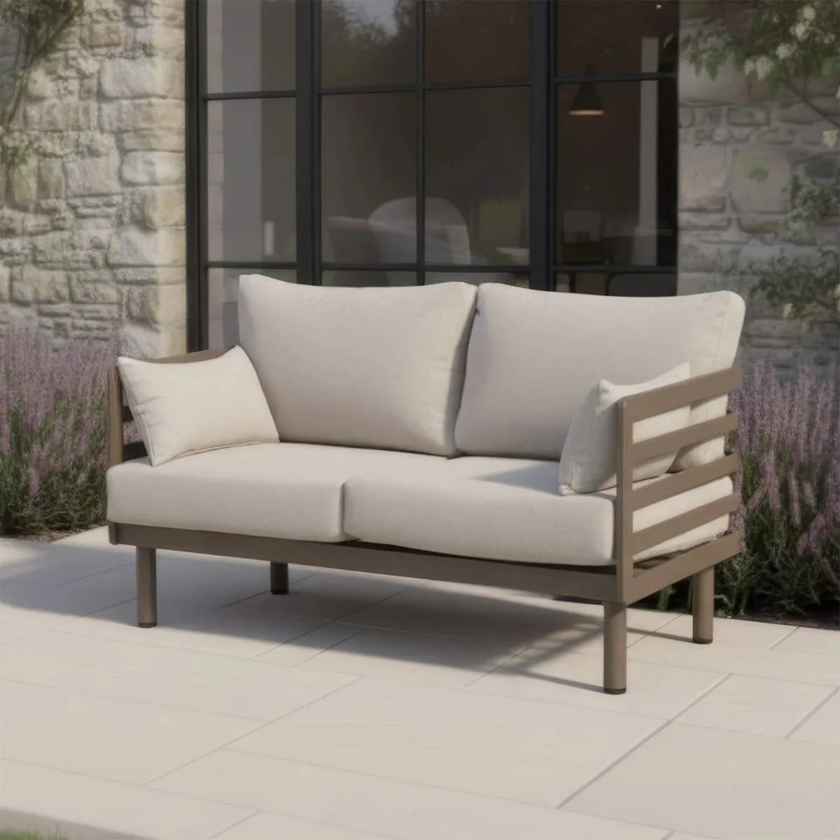 Maze Metro Aluminium 2 Seat Garden Sofa - Café Almond - Image 4