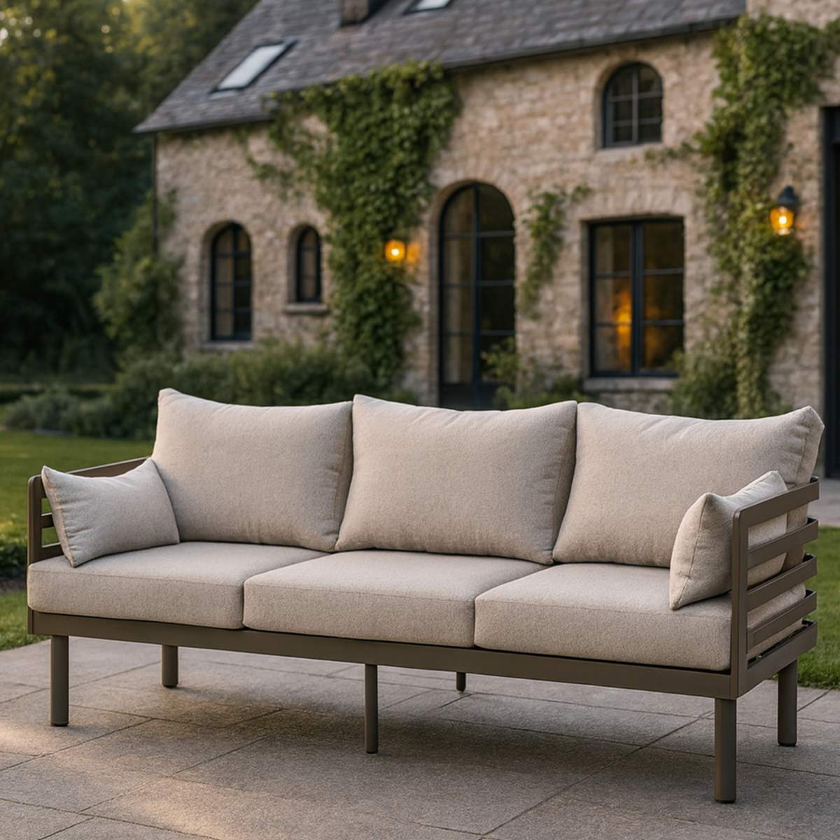 Maze Metro Aluminium 3 Seat Garden Sofa - Café Almond - Image 4