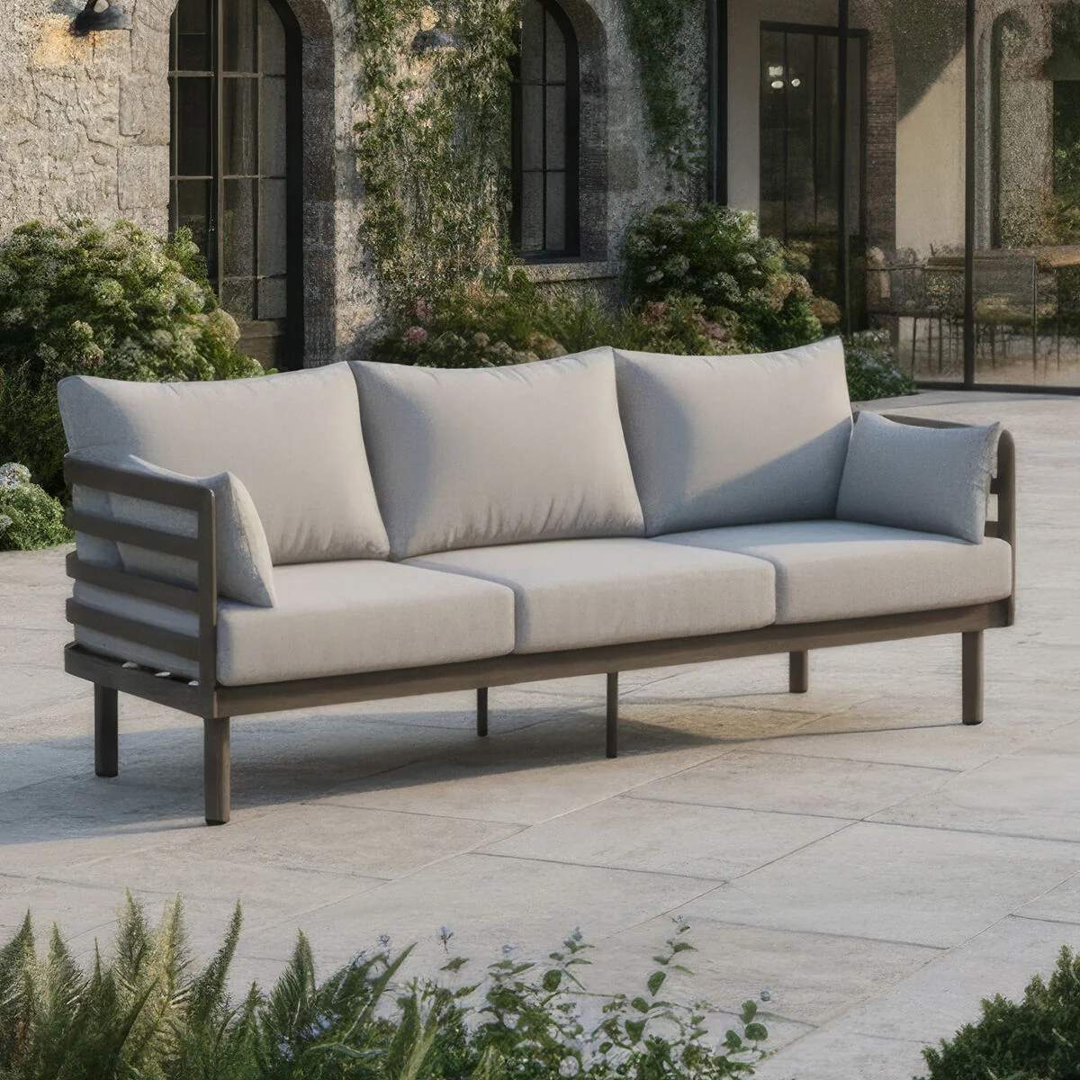 Maze Metro Aluminium 3 Seat Garden Sofa - Café Almond - Image 5