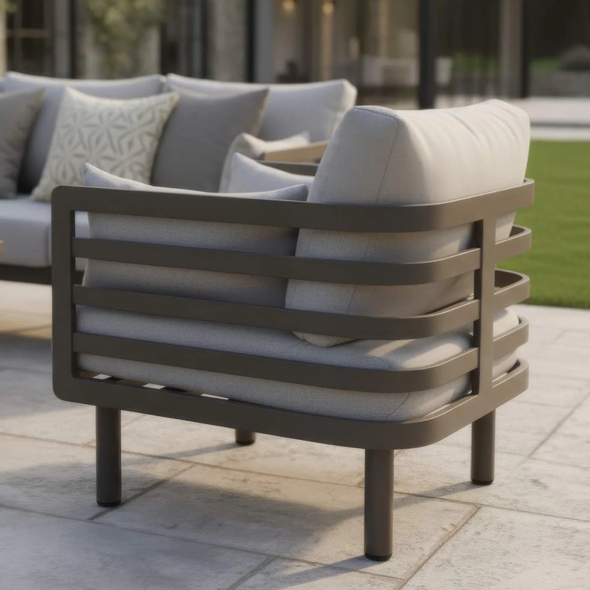 Maze Metro Aluminium Garden Armchair - Café Almond - Image 4