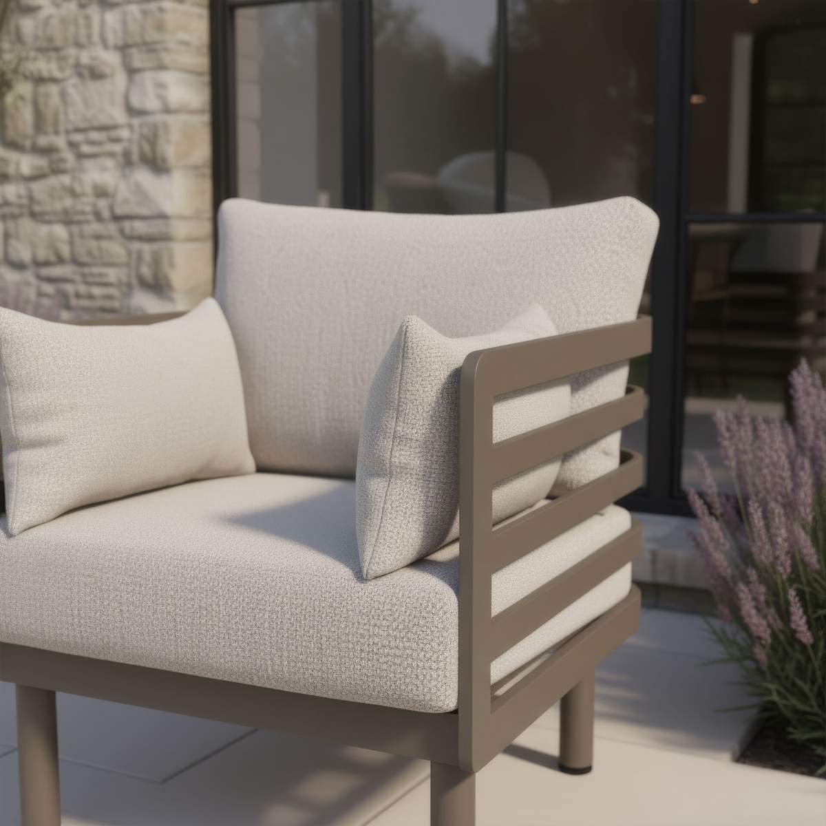 Maze Metro Aluminium Garden Armchair - Café Almond - Image 5